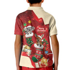 Kangaroo Koala Cockatoo Christmas Australia Kid Polo Shirt Aussie Xmas Sock Coquette Bow