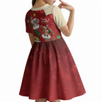 Kangaroo Koala Cockatoo Christmas Australia Kid Short Sleeve Dress Aussie Xmas Sock Coquette Bow