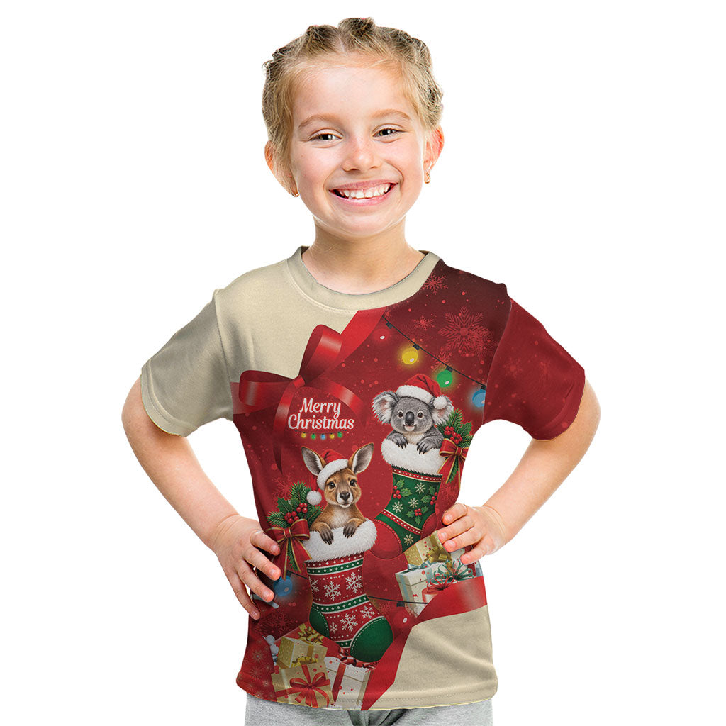 Kangaroo Koala Cockatoo Christmas Australia Kid T Shirt Aussie Xmas Sock Coquette Bow