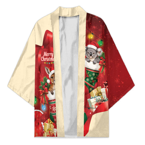 Kangaroo Koala Cockatoo Christmas Australia Kimono Aussie Xmas Sock Coquette Bow