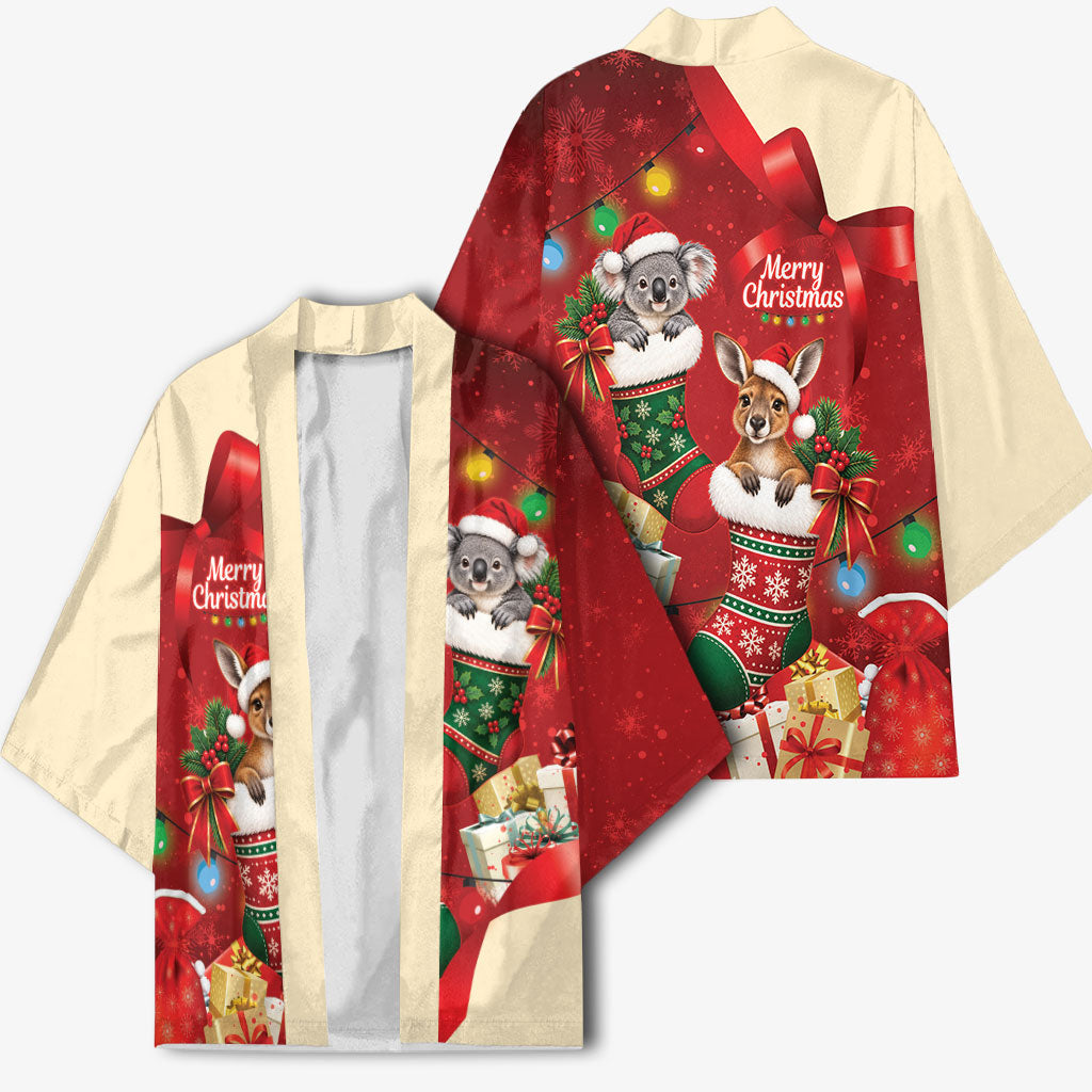 Kangaroo Koala Cockatoo Christmas Australia Kimono Aussie Xmas Sock Coquette Bow