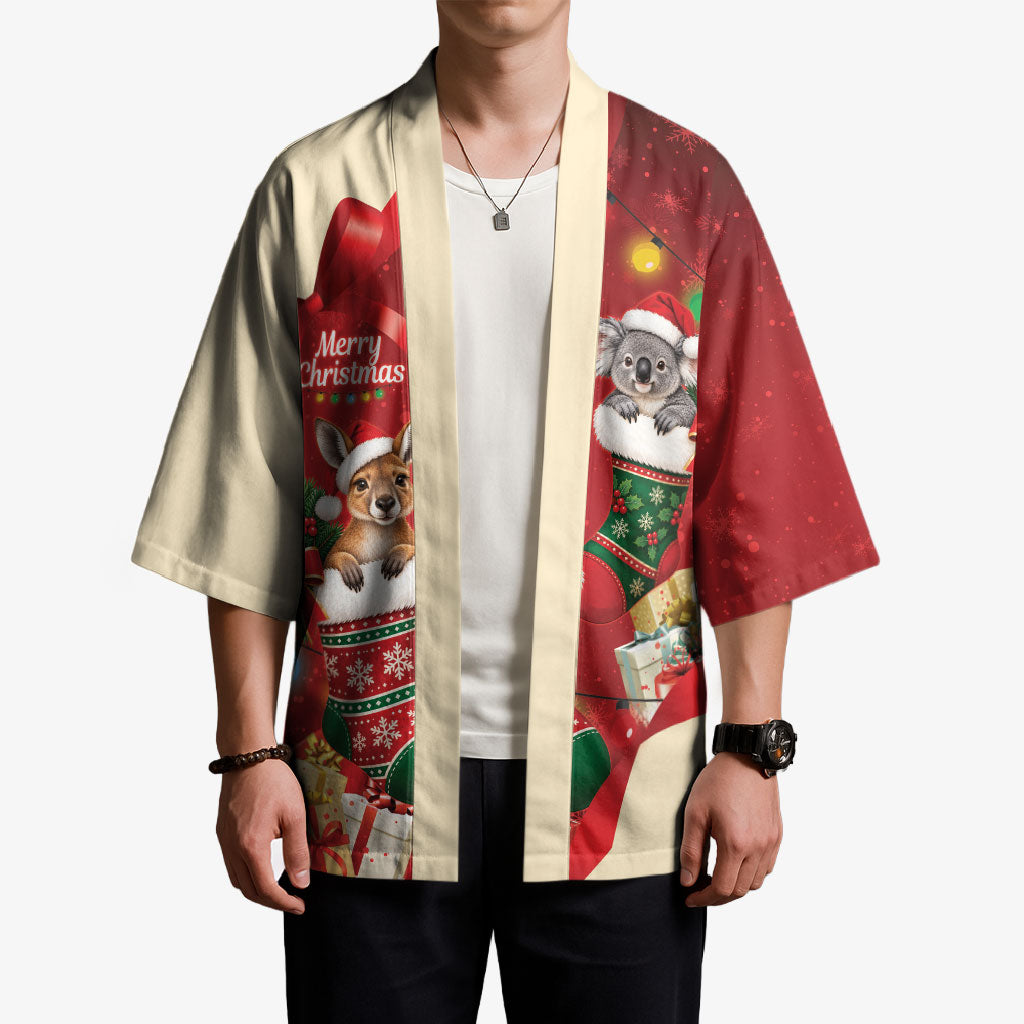 Kangaroo Koala Cockatoo Christmas Australia Kimono Aussie Xmas Sock Coquette Bow