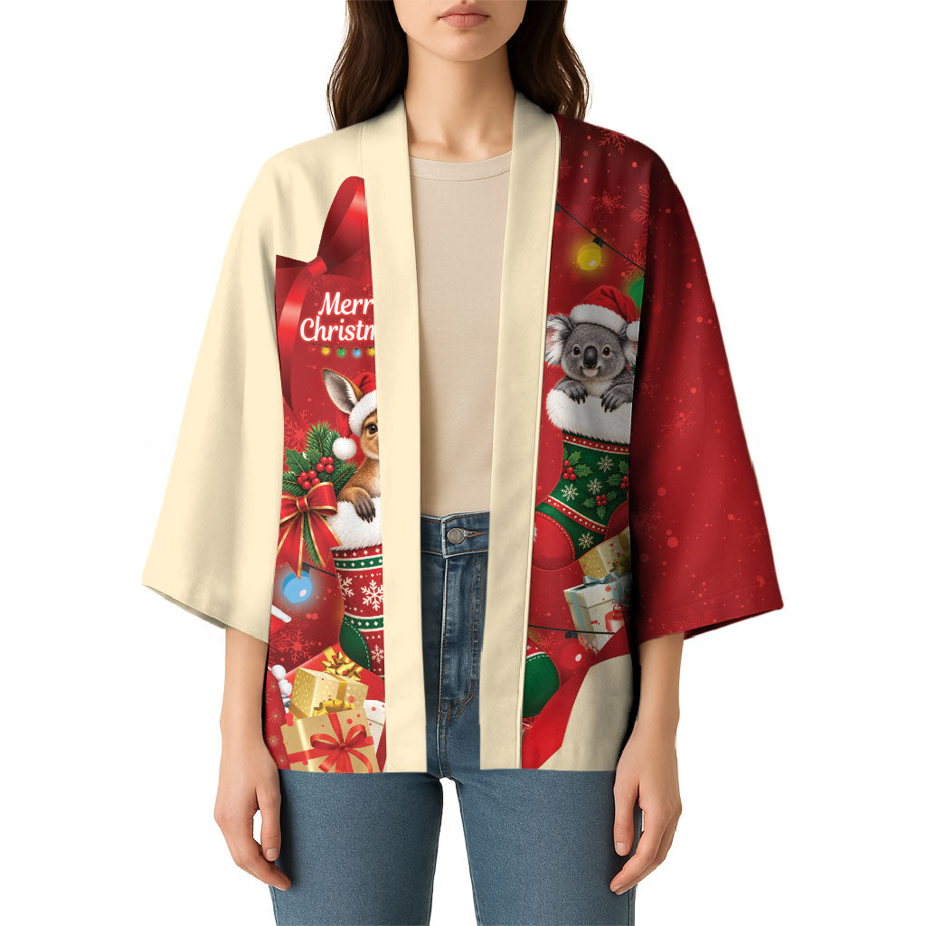 Kangaroo Koala Cockatoo Christmas Australia Kimono Aussie Xmas Sock Coquette Bow