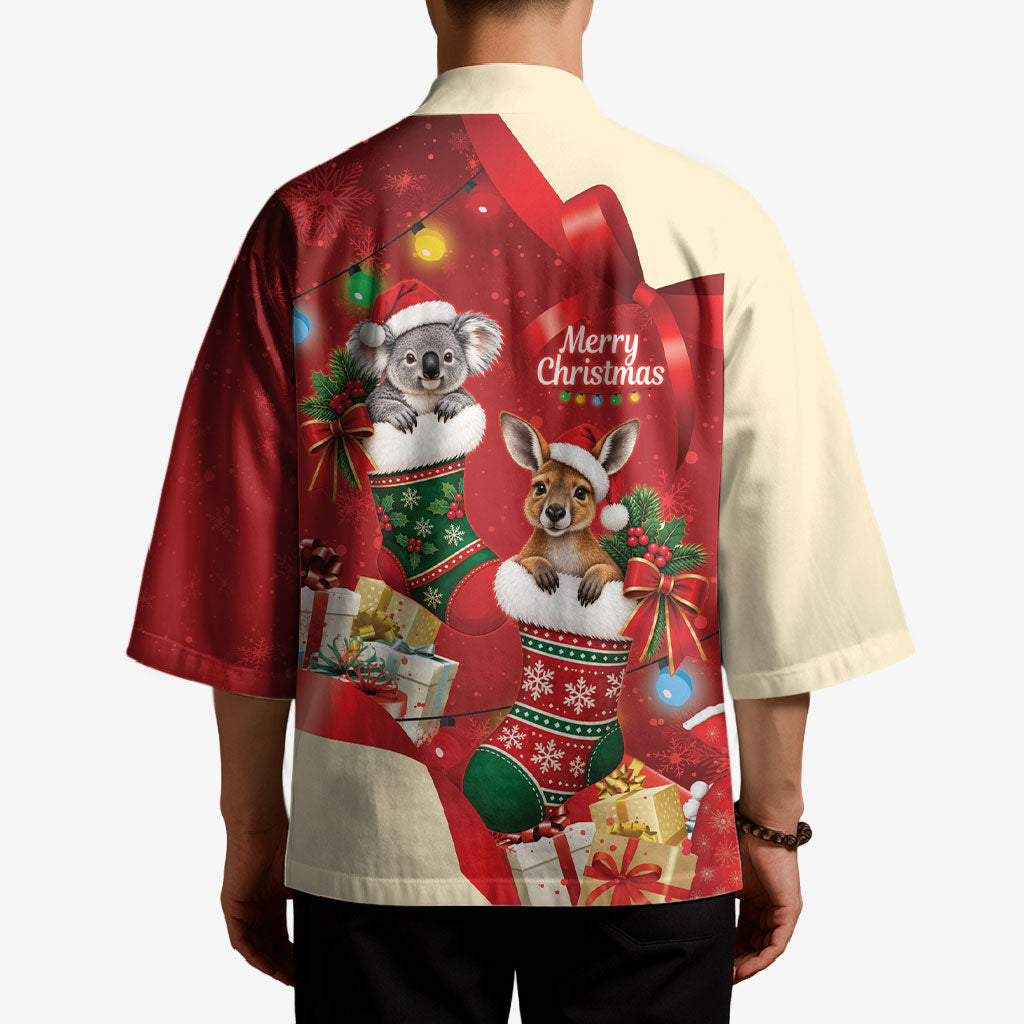 Kangaroo Koala Cockatoo Christmas Australia Kimono Aussie Xmas Sock Coquette Bow