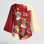 Kangaroo Koala Cockatoo Christmas Australia Kimono Sleeve Blouse Aussie Xmas Sock Coquette Bow