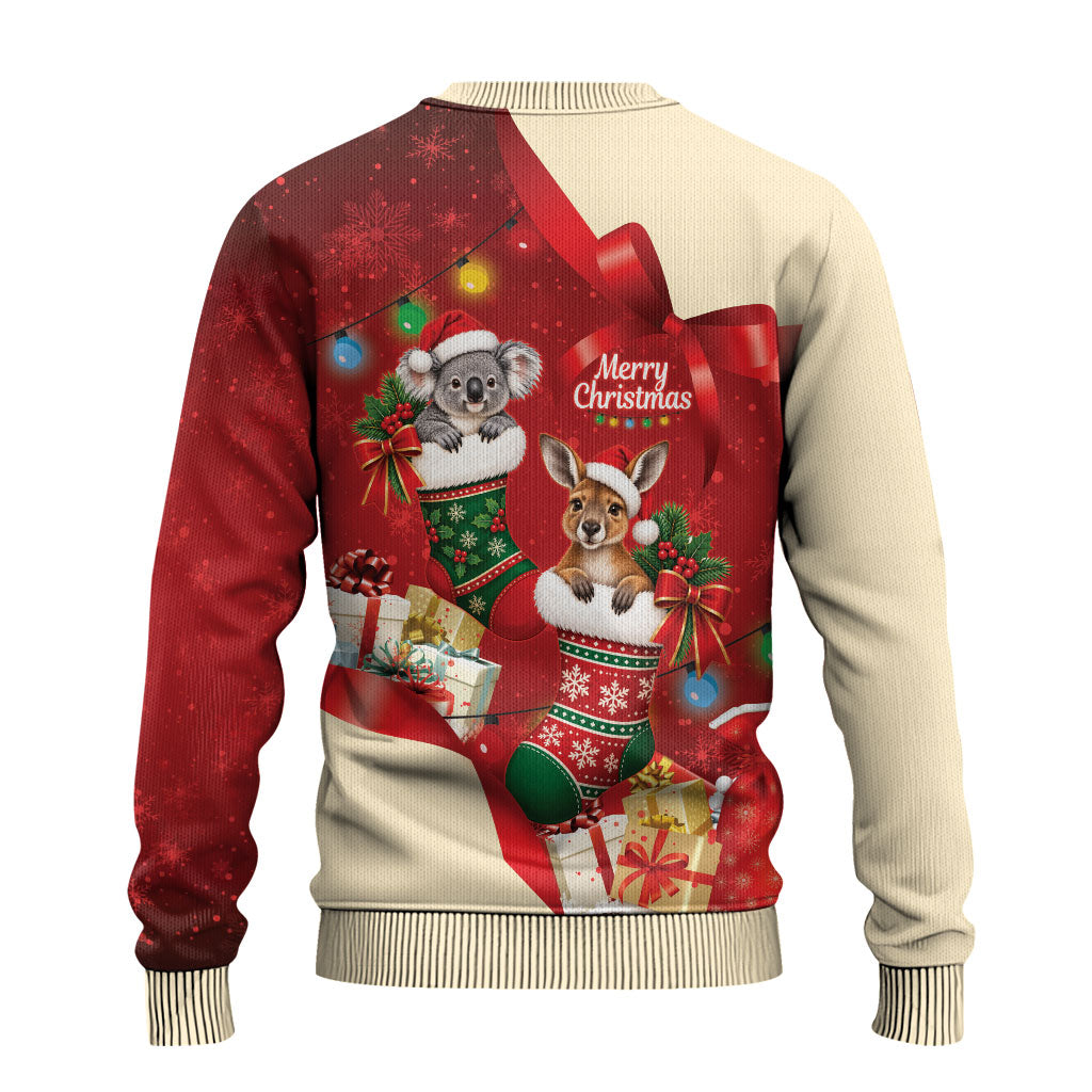 Kangaroo Koala Cockatoo Christmas Australia Ugly Christmas Sweater Aussie Xmas Sock Coquette Bow