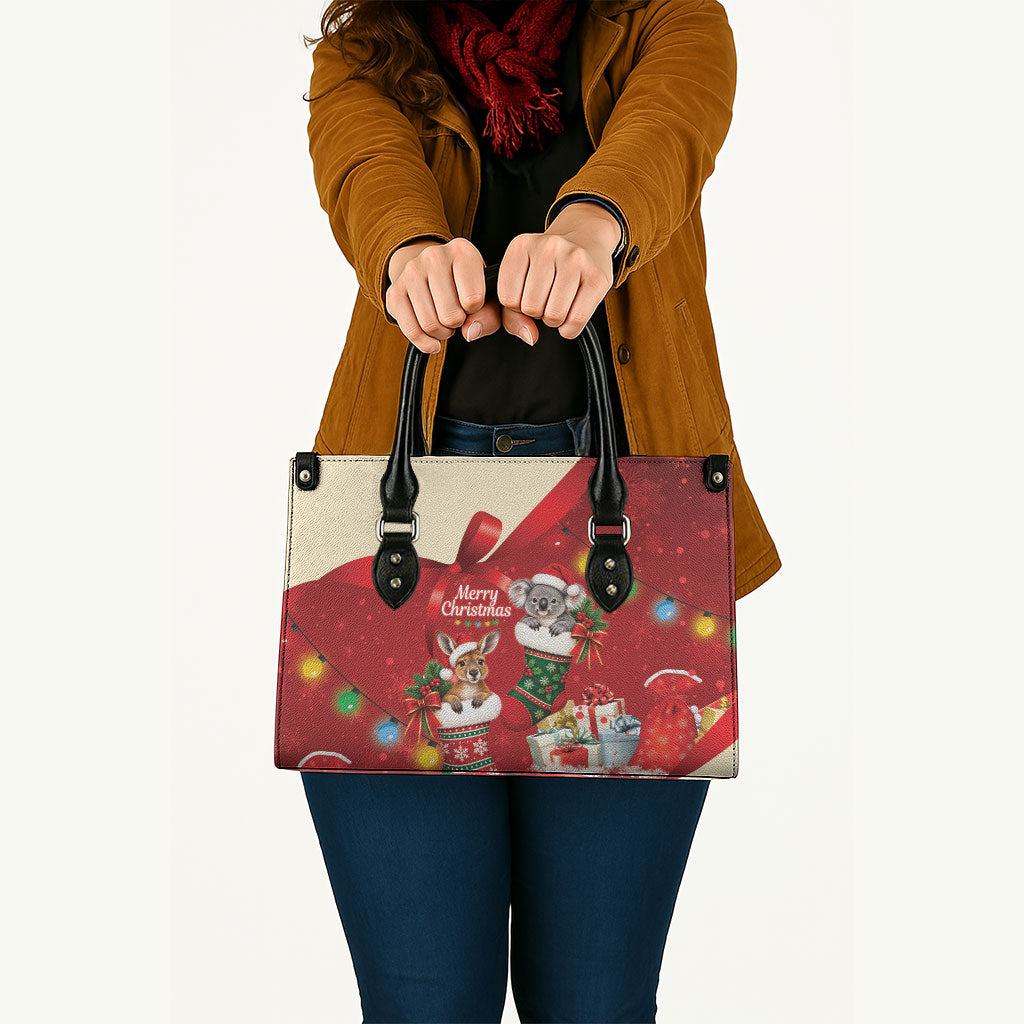 Kangaroo Koala Cockatoo Christmas Australia Leather Bag Aussie Xmas Sock Coquette Bow