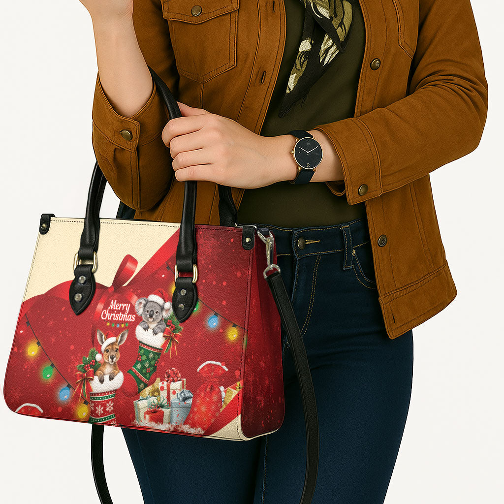 Kangaroo Koala Cockatoo Christmas Australia Leather Bag Aussie Xmas Sock Coquette Bow