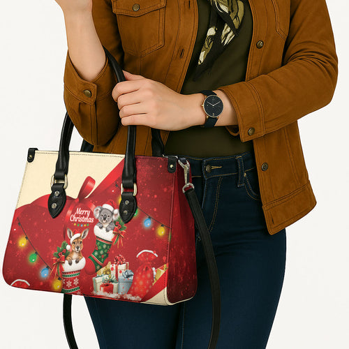 Kangaroo Koala Cockatoo Christmas Australia Leather Bag Aussie Xmas Sock Coquette Bow