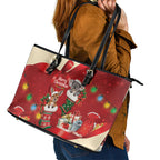 Kangaroo Koala Cockatoo Christmas Australia Leather Tote Bag Aussie Xmas Sock Coquette Bow
