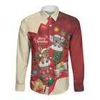 Kangaroo Koala Cockatoo Christmas Australia Long Sleeve Button Shirt Aussie Xmas Sock Coquette Bow