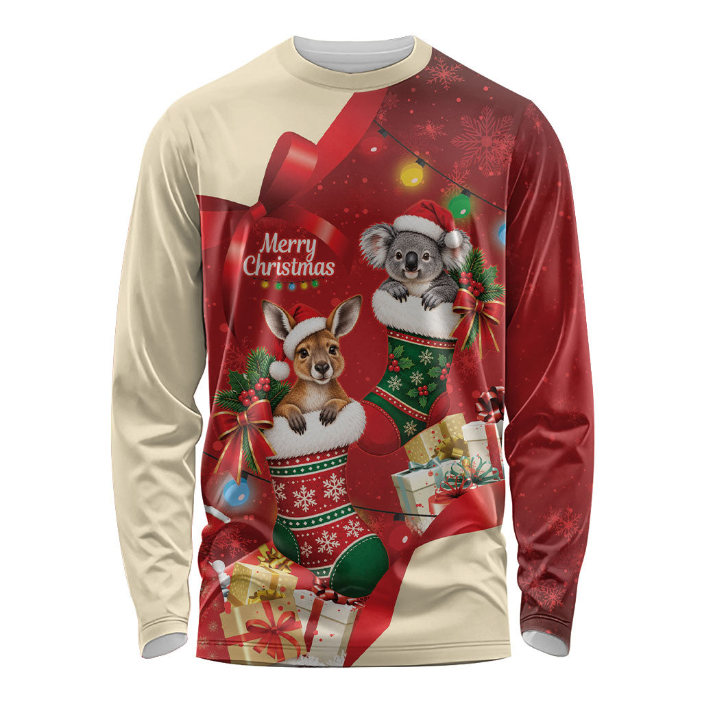 Kangaroo Koala Cockatoo Christmas Australia Long Sleeve Shirt Aussie Xmas Sock Coquette Bow
