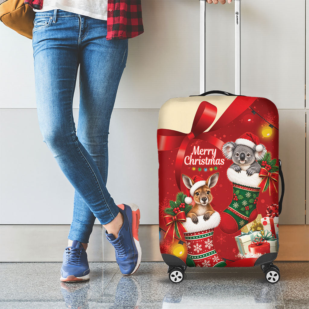 Kangaroo Koala Cockatoo Christmas Australia Luggage Cover Aussie Xmas Sock Coquette Bow