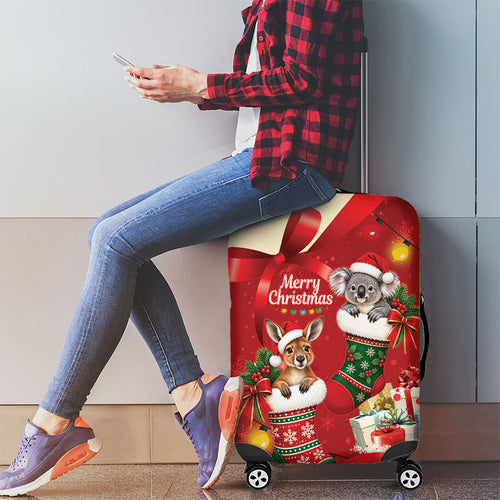 Kangaroo Koala Cockatoo Christmas Australia Luggage Cover Aussie Xmas Sock Coquette Bow
