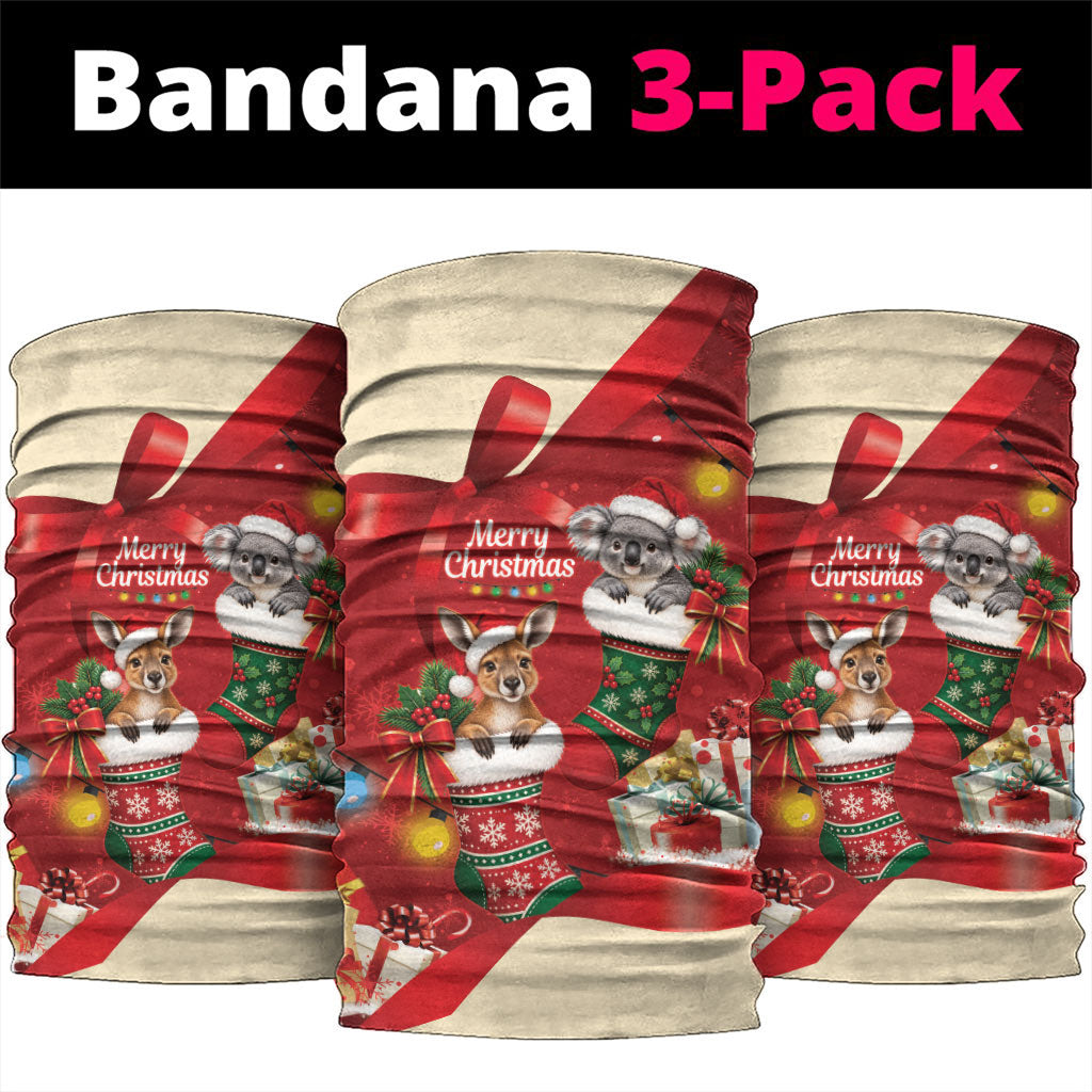 Kangaroo Koala Cockatoo Christmas Australia Neck Gaiter Aussie Xmas Sock Coquette Bow
