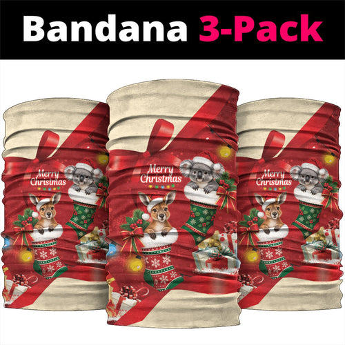 Kangaroo Koala Cockatoo Christmas Australia Neck Gaiter Aussie Xmas Sock Coquette Bow