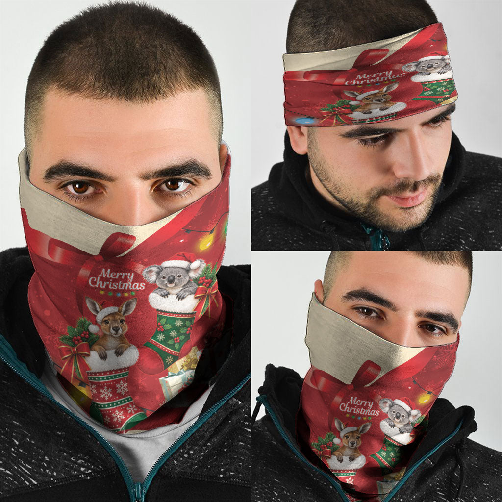 Kangaroo Koala Cockatoo Christmas Australia Neck Gaiter Aussie Xmas Sock Coquette Bow