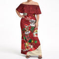 Kangaroo Koala Cockatoo Christmas Australia Off Shoulder Maxi Dress Aussie Xmas Sock Coquette Bow