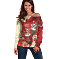 Kangaroo Koala Cockatoo Christmas Australia Off Shoulder Sweater Aussie Xmas Sock Coquette Bow