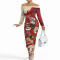 Kangaroo Koala Cockatoo Christmas Australia Off The Shoulder Long Sleeve Dress Aussie Xmas Sock Coquette Bow