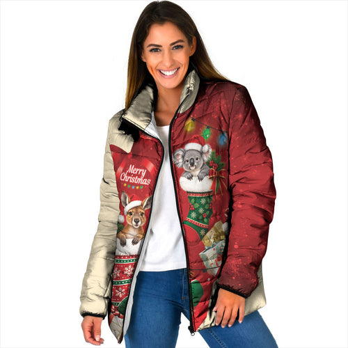 Kangaroo Koala Cockatoo Christmas Australia Padded Jacket Aussie Xmas Sock Coquette Bow
