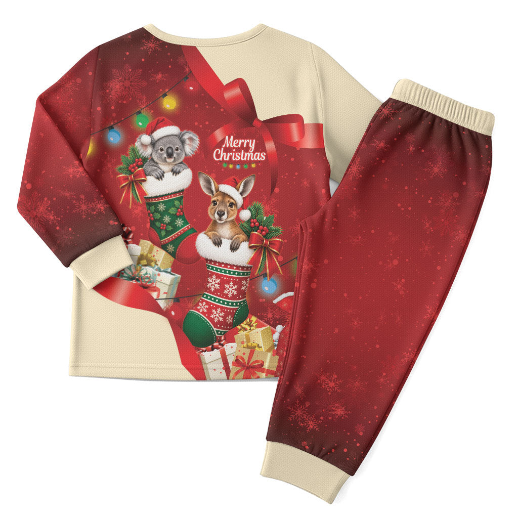 Kangaroo Koala Cockatoo Christmas Australia Christmas Pajama Set Aussie Xmas Sock Coquette Bow