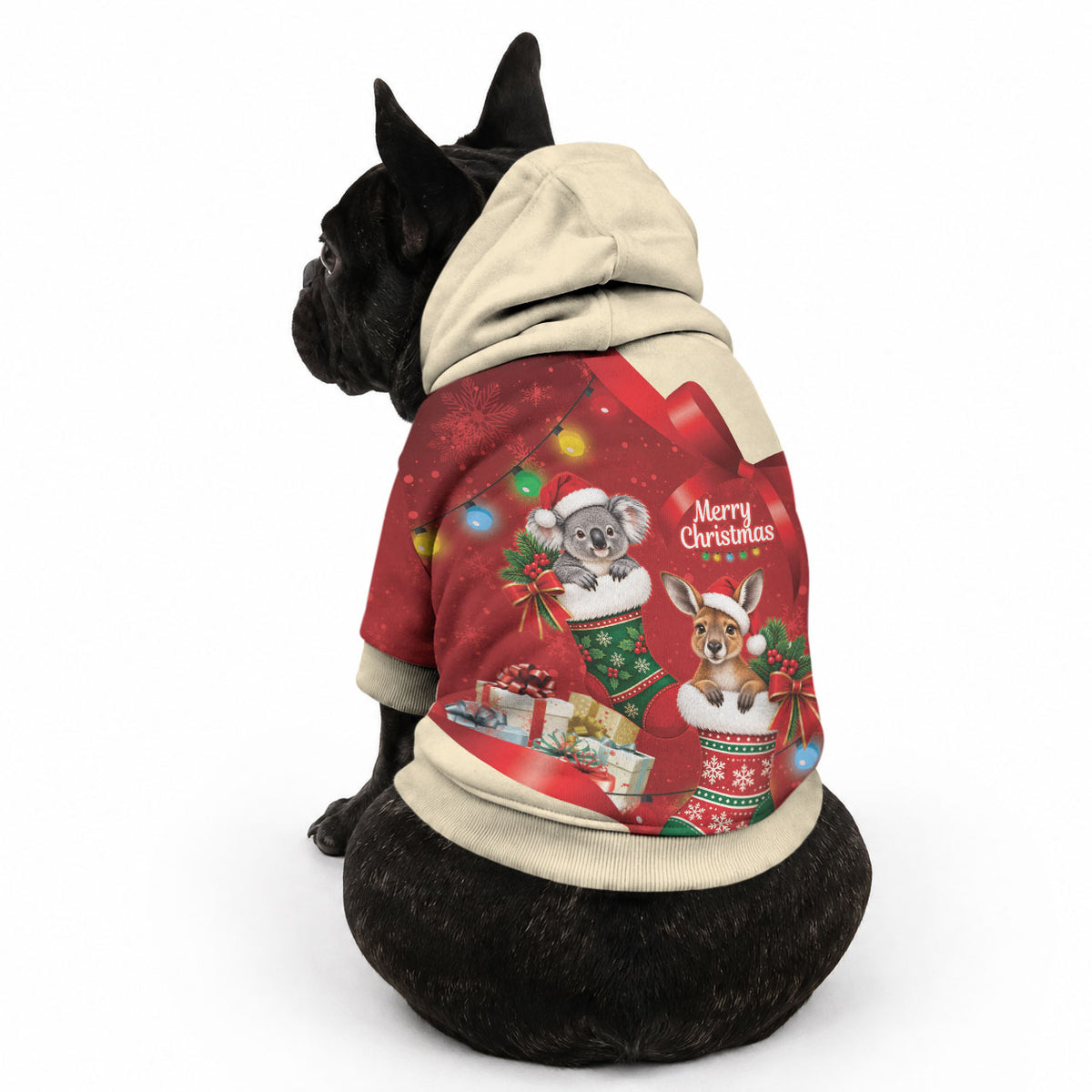 Kangaroo Koala Cockatoo Christmas Australia Pet Hoodie Aussie Xmas Sock Coquette Bow