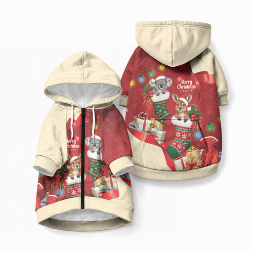 Kangaroo Koala Cockatoo Christmas Australia Pet Hoodie Aussie Xmas Sock Coquette Bow