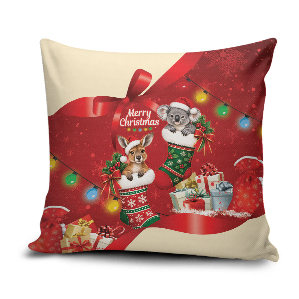Kangaroo Koala Cockatoo Christmas Australia Pillow Cover Aussie Xmas Sock Coquette Bow