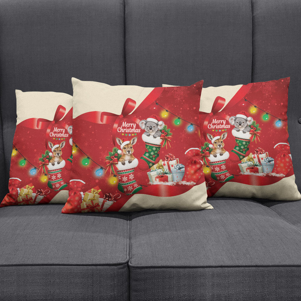 Kangaroo Koala Cockatoo Christmas Australia Pillow Cover Aussie Xmas Sock Coquette Bow