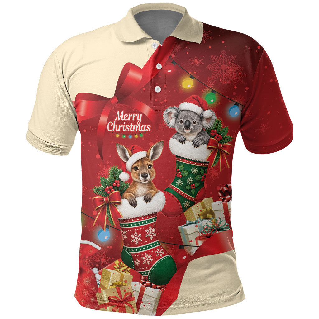 Kangaroo Koala Cockatoo Christmas Australia Polo Shirt Aussie Xmas Sock Coquette Bow