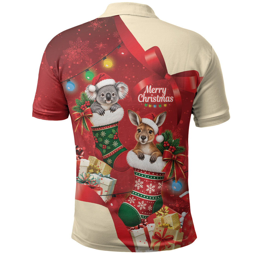 Kangaroo Koala Cockatoo Christmas Australia Polo Shirt Aussie Xmas Sock Coquette Bow