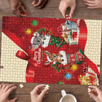 Kangaroo Koala Cockatoo Christmas Australia Puzzle Aussie Xmas Sock Coquette Bow