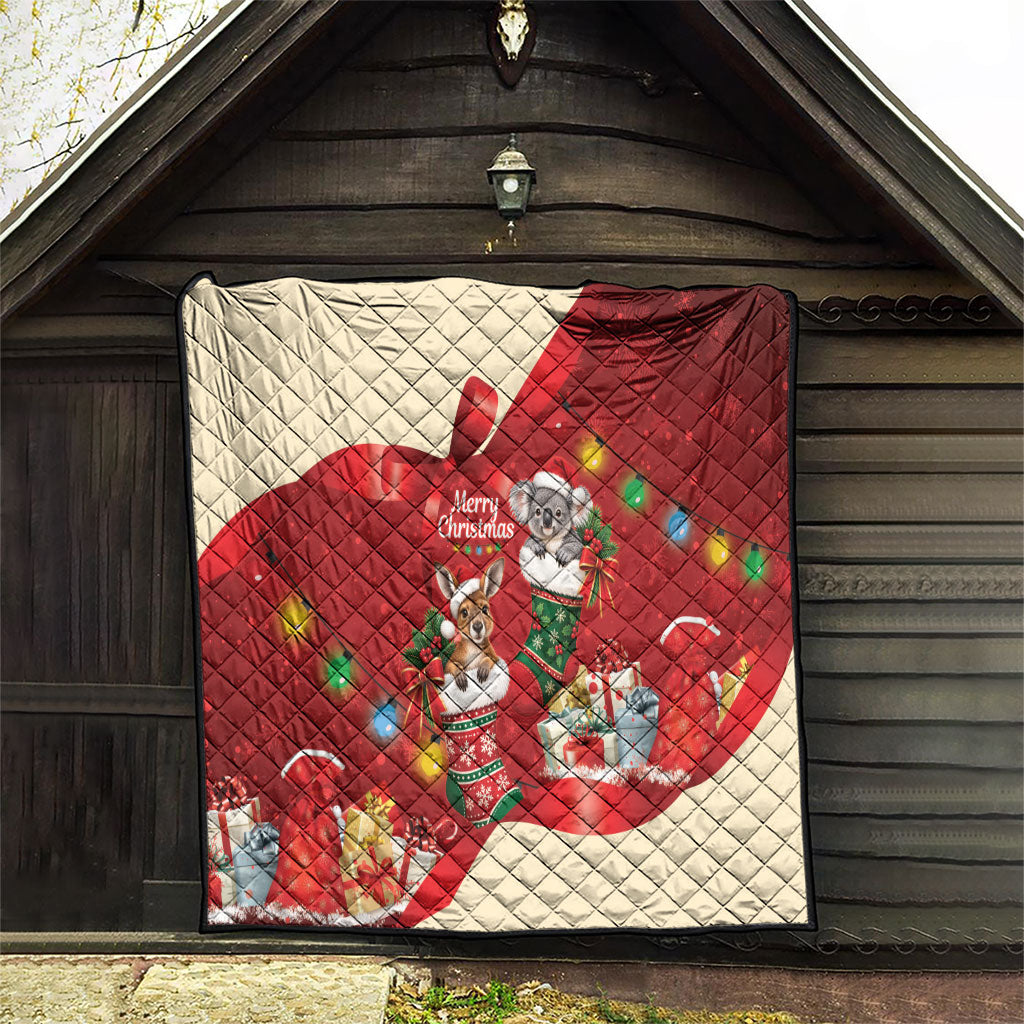 Kangaroo Koala Cockatoo Christmas Australia Quilt Aussie Xmas Sock Coquette Bow