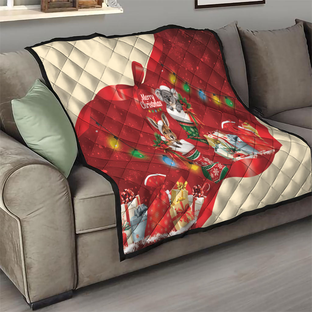 Kangaroo Koala Cockatoo Christmas Australia Quilt Aussie Xmas Sock Coquette Bow