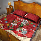 Kangaroo Koala Cockatoo Christmas Australia Quilt Bed Set Aussie Xmas Sock Coquette Bow
