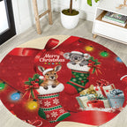Kangaroo Koala Cockatoo Christmas Australia Round Carpet Aussie Xmas Sock Coquette Bow