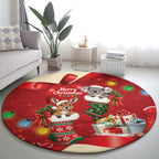 Kangaroo Koala Cockatoo Christmas Australia Round Carpet Aussie Xmas Sock Coquette Bow