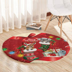 Kangaroo Koala Cockatoo Christmas Australia Round Carpet Aussie Xmas Sock Coquette Bow