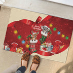 Kangaroo Koala Cockatoo Christmas Australia Rubber Doormat Aussie Xmas Sock Coquette Bow