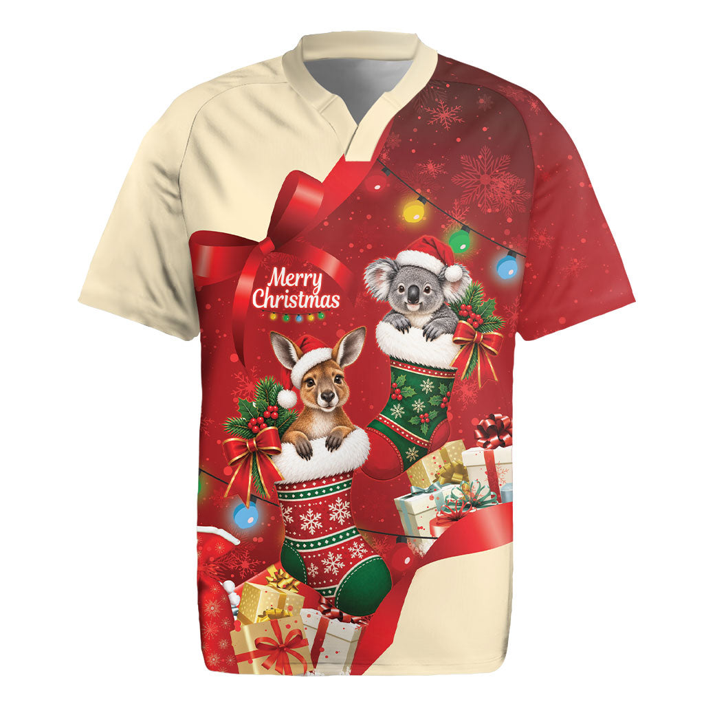Kangaroo Koala Cockatoo Christmas Australia Rugby Jersey Aussie Xmas Sock Coquette Bow