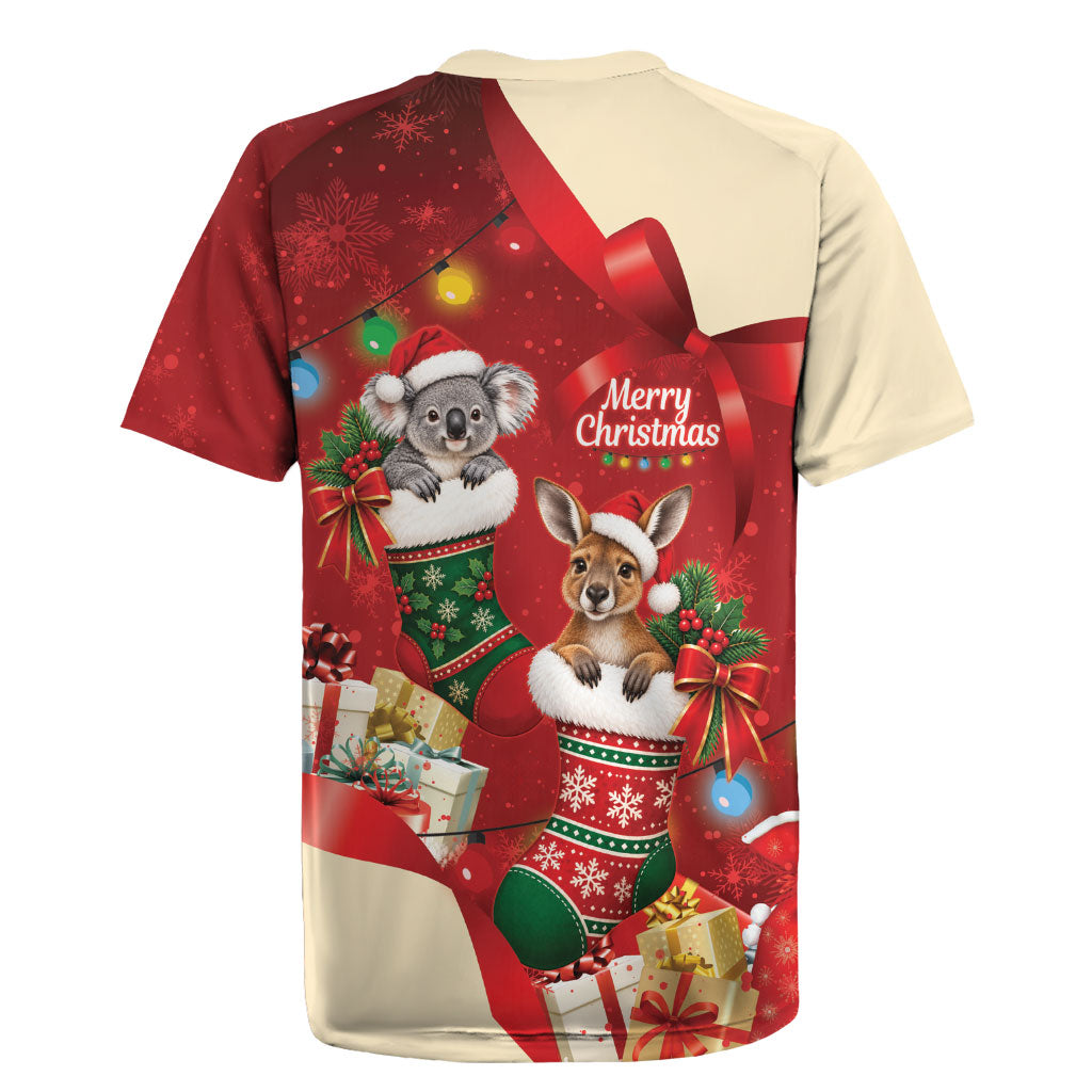 Kangaroo Koala Cockatoo Christmas Australia Rugby Jersey Aussie Xmas Sock Coquette Bow