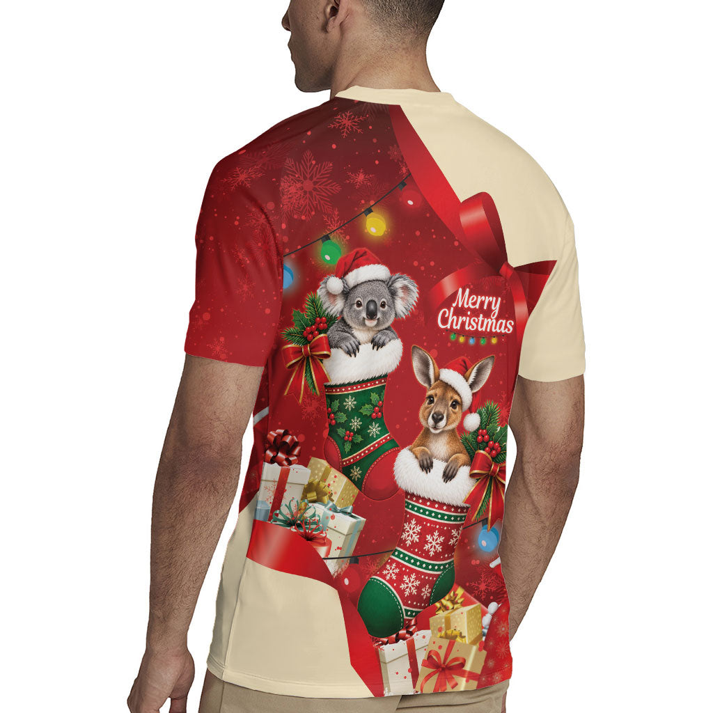 Kangaroo Koala Cockatoo Christmas Australia Rugby Jersey Aussie Xmas Sock Coquette Bow