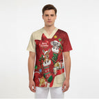 Kangaroo Koala Cockatoo Christmas Australia Scrub Top Aussie Xmas Sock Coquette Bow