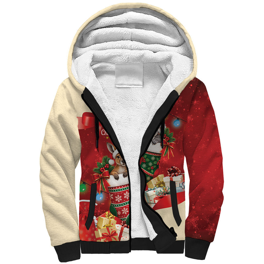 Kangaroo Koala Cockatoo Christmas Australia Sherpa Hoodie Aussie Xmas Sock Coquette Bow