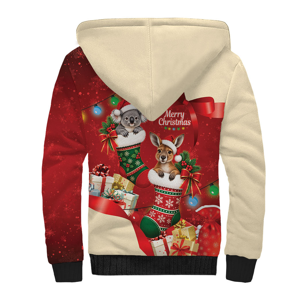 Kangaroo Koala Cockatoo Christmas Australia Sherpa Hoodie Aussie Xmas Sock Coquette Bow