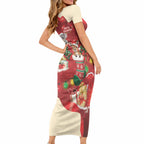 Kangaroo Koala Cockatoo Christmas Australia Short Sleeve Bodycon Dress Aussie Xmas Sock Coquette Bow