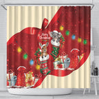 Kangaroo Koala Cockatoo Christmas Australia Shower Curtain Aussie Xmas Sock Coquette Bow