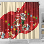 Kangaroo Koala Cockatoo Christmas Australia Shower Curtain Aussie Xmas Sock Coquette Bow