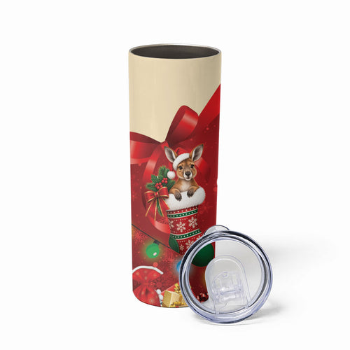 Kangaroo Koala Cockatoo Christmas Australia Skinny Tumbler Aussie Xmas Sock Coquette Bow